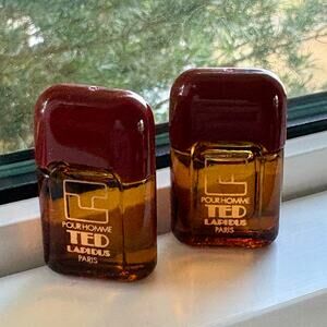 Vintage Ted Lapidus Pour Homme Mini Mens Cologne Perfume Bottles Set of 2
